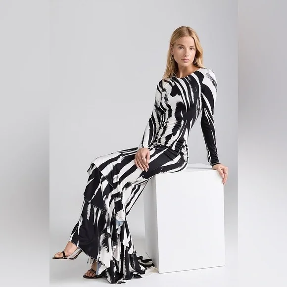 NEW Retrofete Sara Dress in Zebra Ink Open Back Ruffle Mermaid Hem Maxi Gown  is available for purchase on au PAY Market - Imported Goods Online Store  Co.Ltd. | au PAY Market -